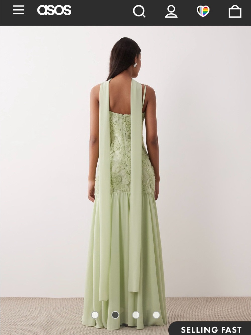 ASOS Light Green Lace Appliqué Maxi Dress - Picture 2 of 4
